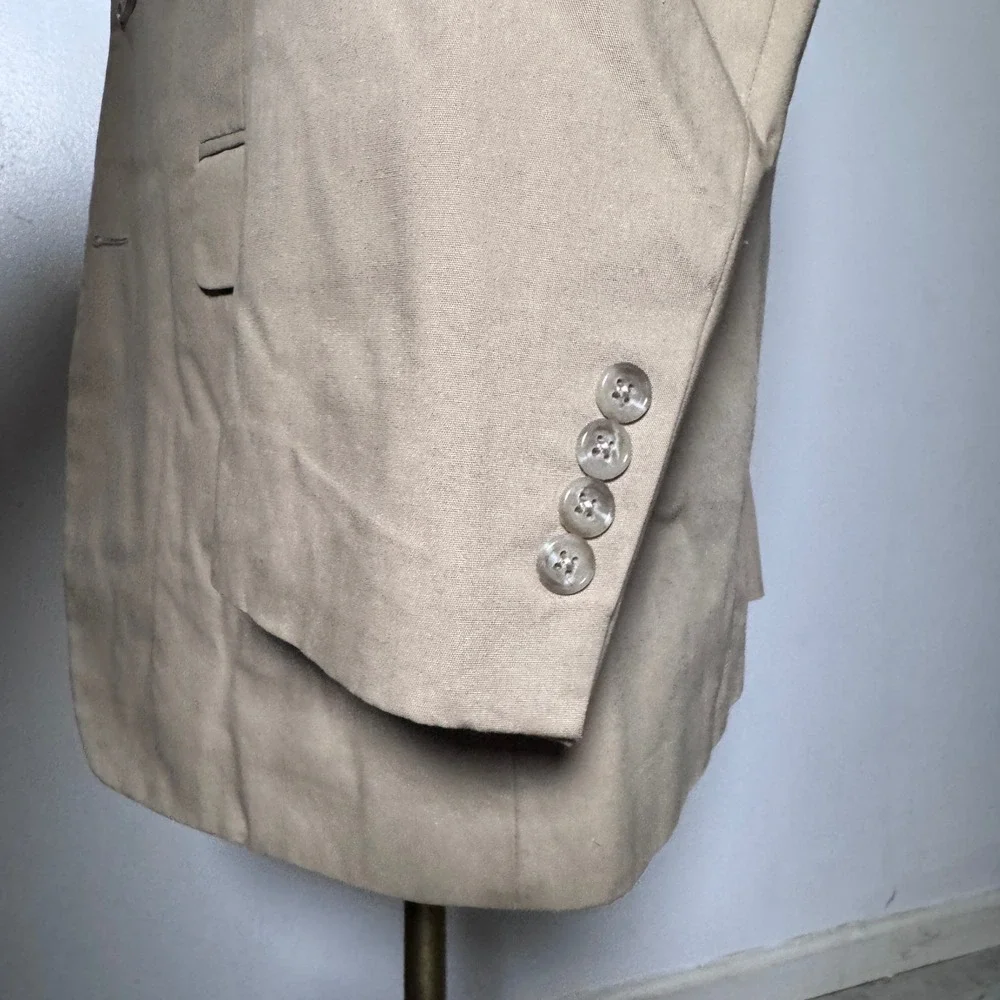 Brooks Brothers 346 Suit Mens 43R 34W Khaki Solid Stretch Cotton 3-Button Blazer